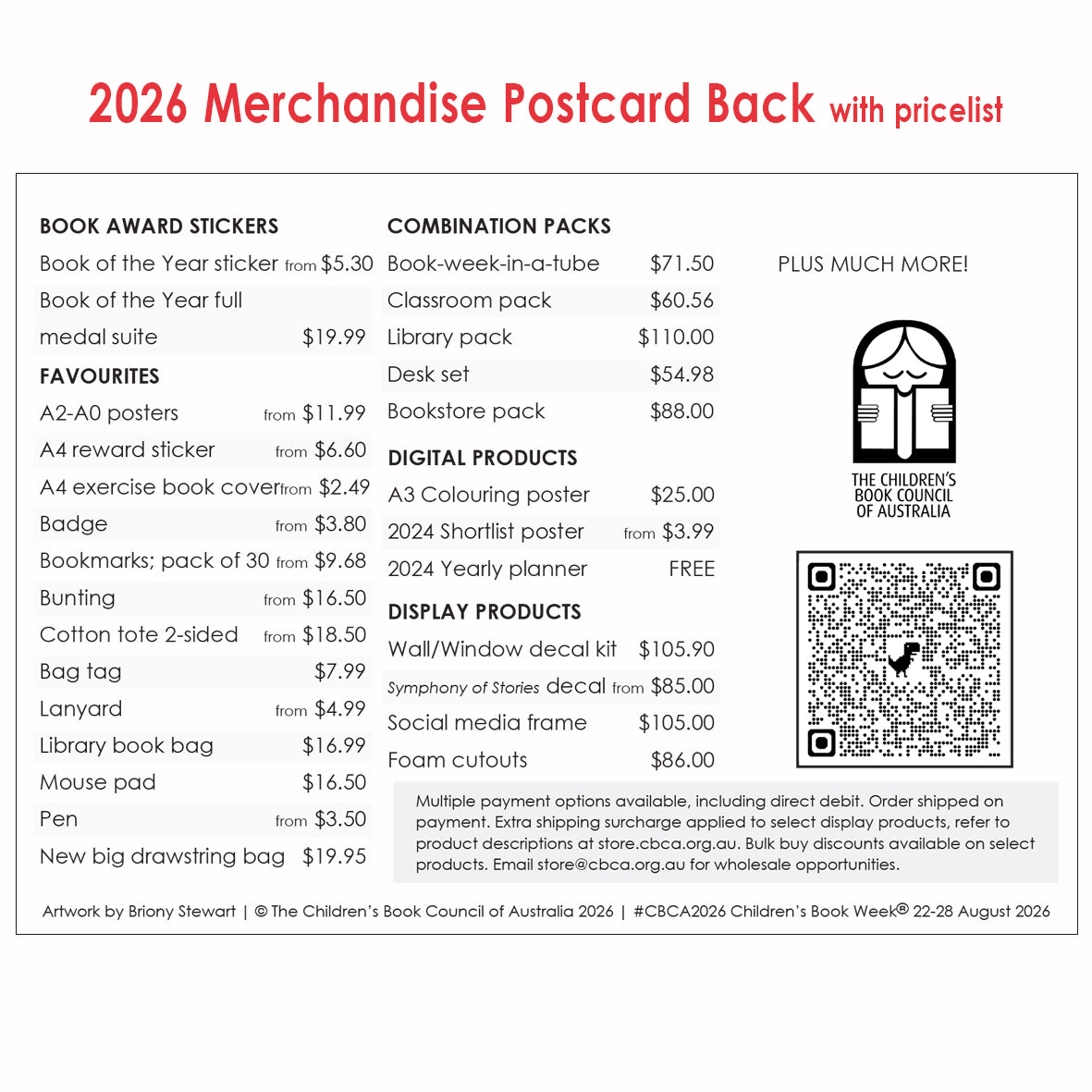 2026 CBCA Merchandise Postcard Printed