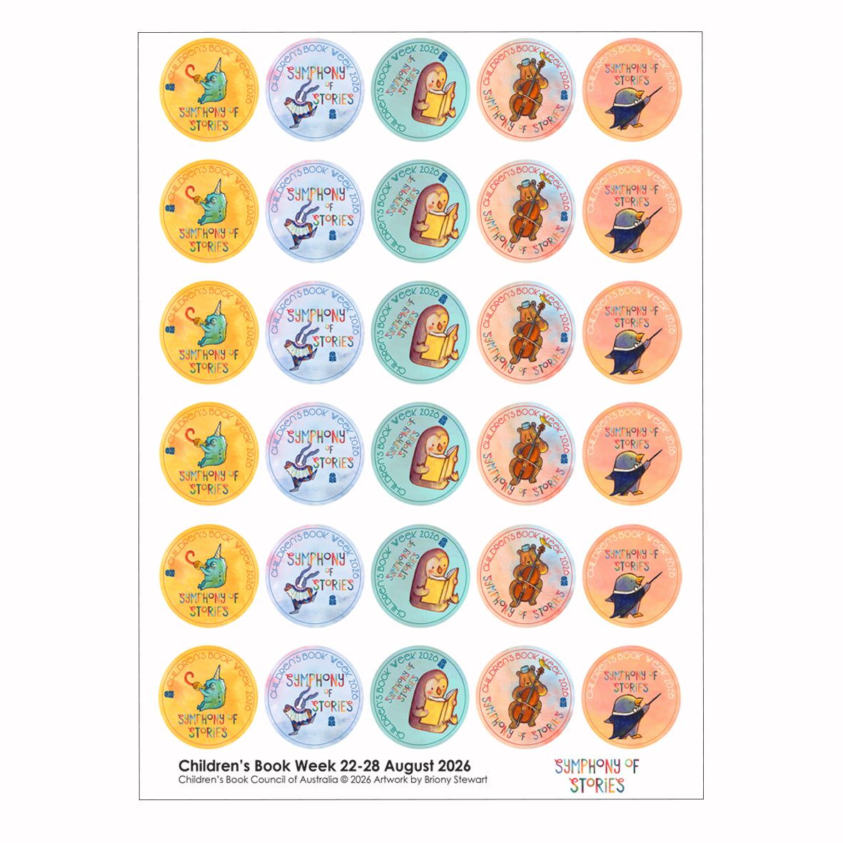 2026 Character Sticker Sheets A4 - Symphony of Stories