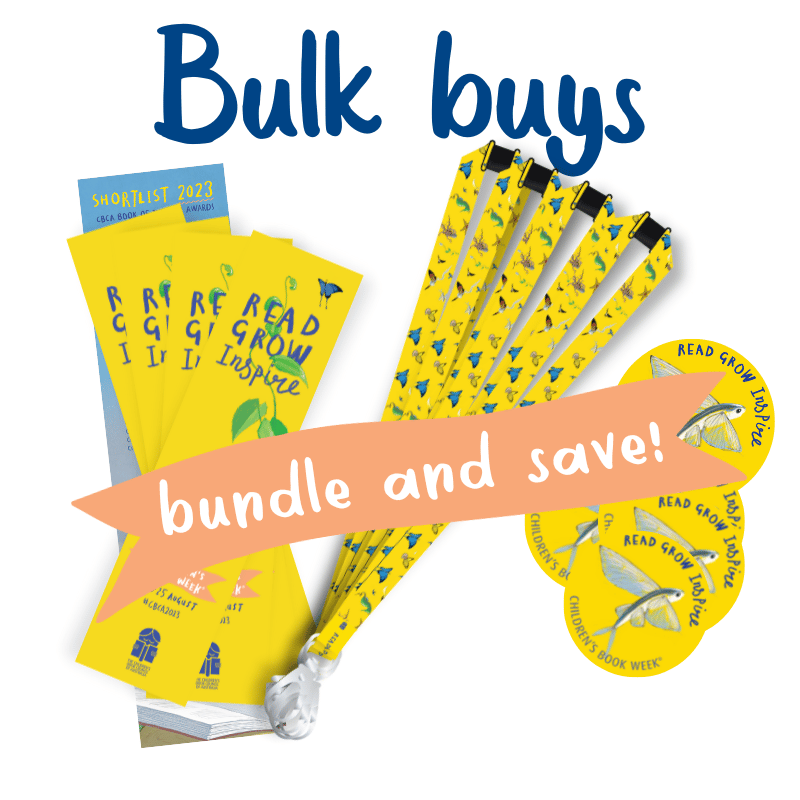 groups of bookmarks, lanyards and button badges with text that reads "bundle and save"