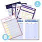 A spread of pages from inside a diary with a download icon