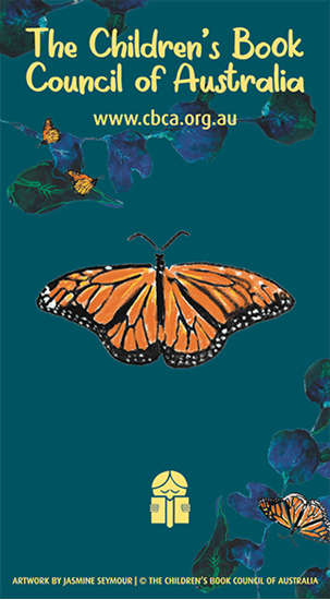 an illustration of a monarch butterfly on a card that has text that reads The Children's Book Council of Australia