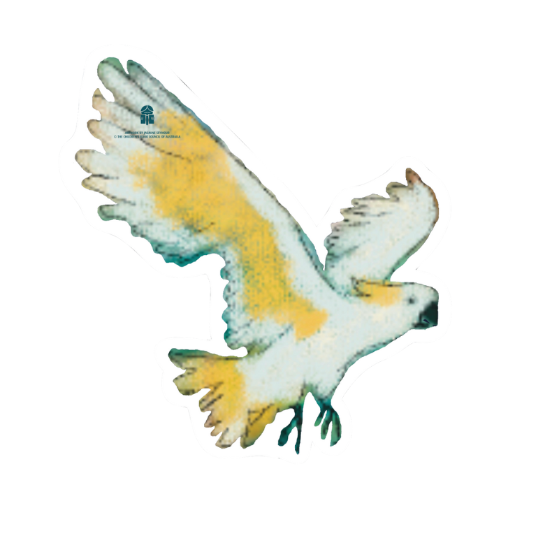 illustration of a sulfur crested cockatoo in flight